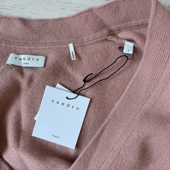 SANDRO PARIS Wool Cardigan Pink Balloon Sleeves - Picture 7 of 12